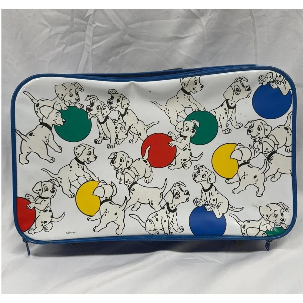 Vintage 90's Walt Disney's 101 Dalmatians Kids Vinyl Graphi Puppy Print Suitcase